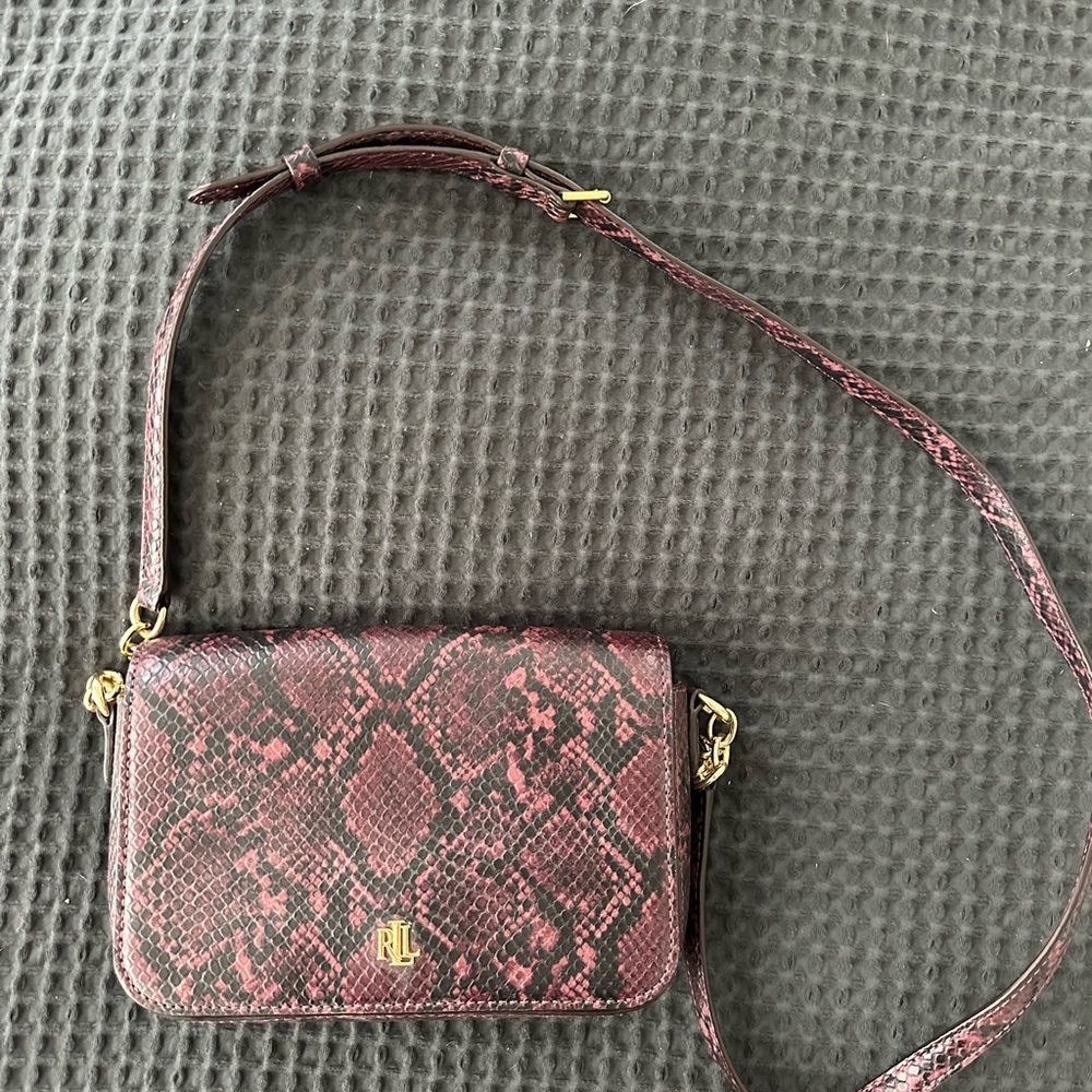 Lauren Ralph Lauren Faux Snakeskin Crossbody Handbag